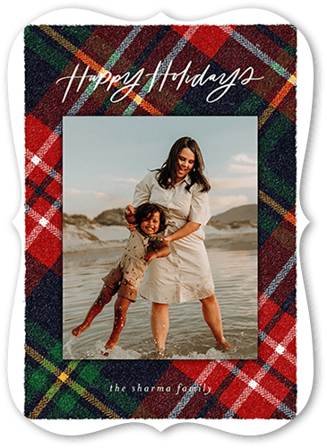 Plaid Photo Frame 5x7 Red  Holiday Card