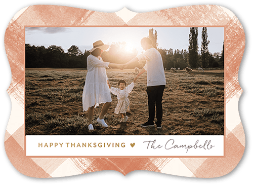 Fall Plaid Frame 5x7 Orange  Thanksgiving Card