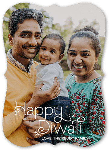 Simple Swirls 5x7 White  Diwali Card