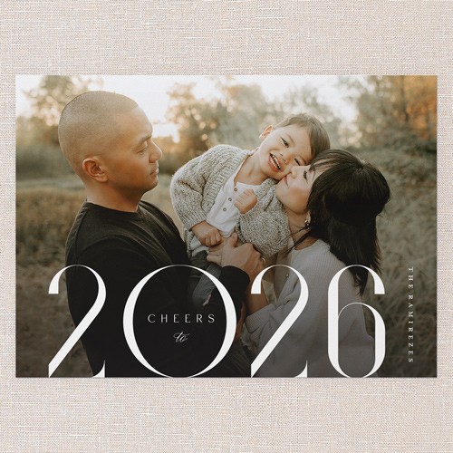 Cheers For The Year 5x7 White  New Year's Card