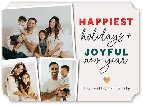 Multicolor Merry 5x7 Red  Holiday Card