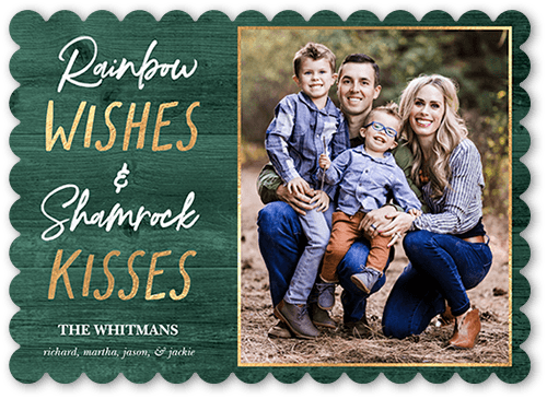Wishes Kisses 5x7 Green  St. Patrick's Day Card