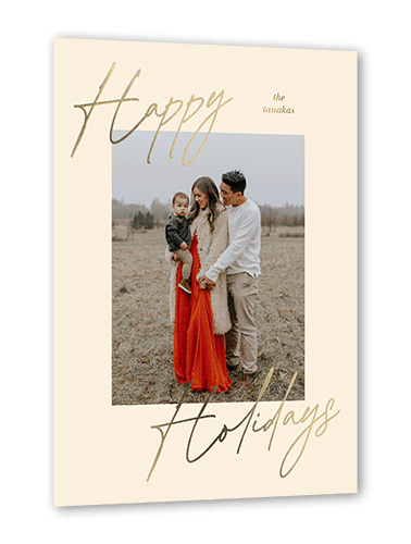 Lettered Photo 5x7 Beige  Holiday Card