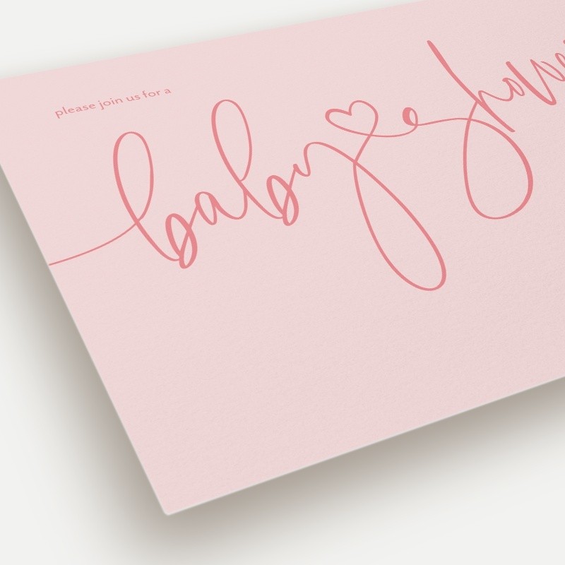 Heart Script Baby Shower Invitation
