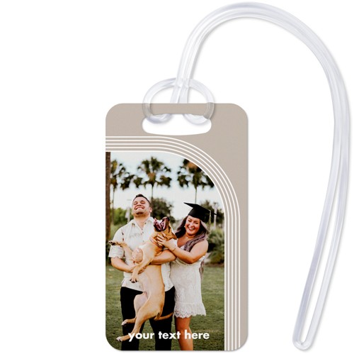 Arched Border 2x3 Beige  Luggage Tag