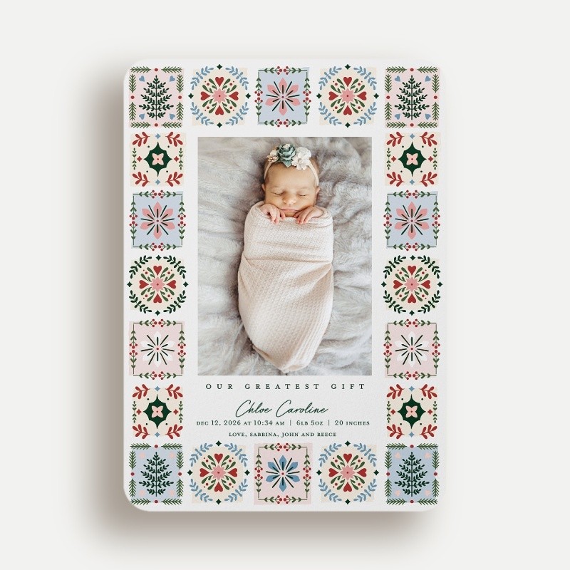 Folk Tiles Birth Announcement
