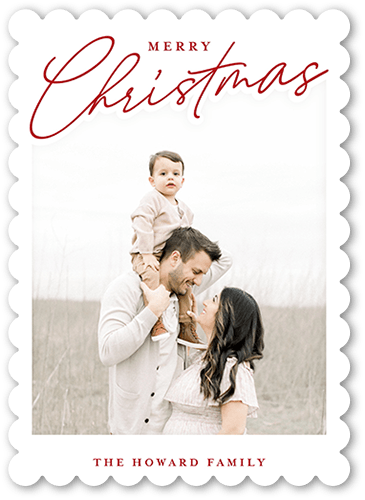 Shaped Script 5x7 White  Holiday Card