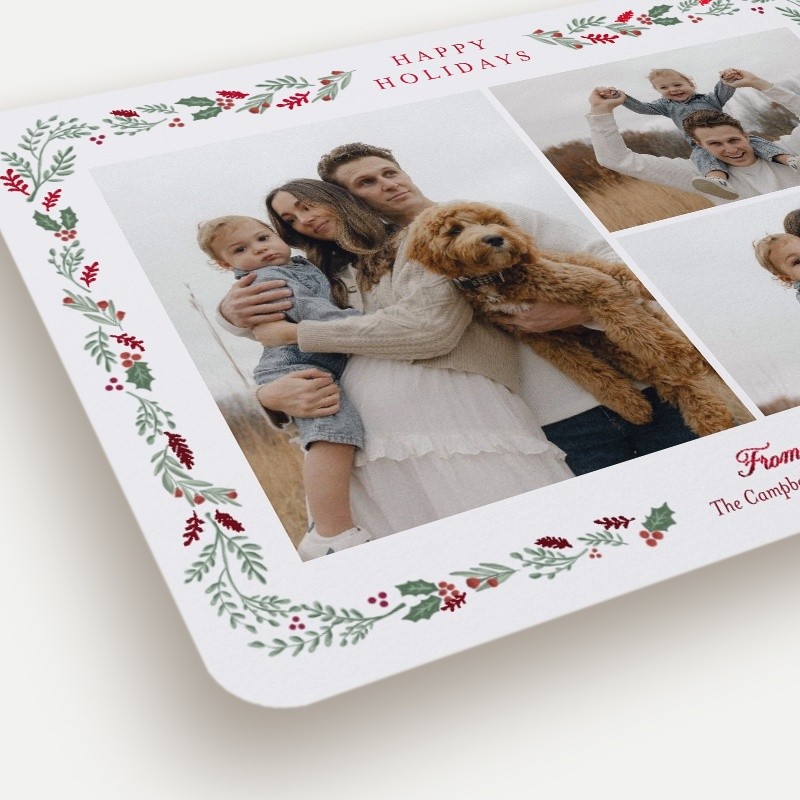 Painted Holly Frame Holiday Card