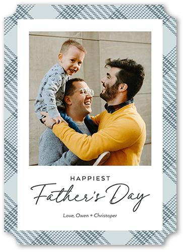 Hemmed Border 5x7 Gray  Father's Day Card