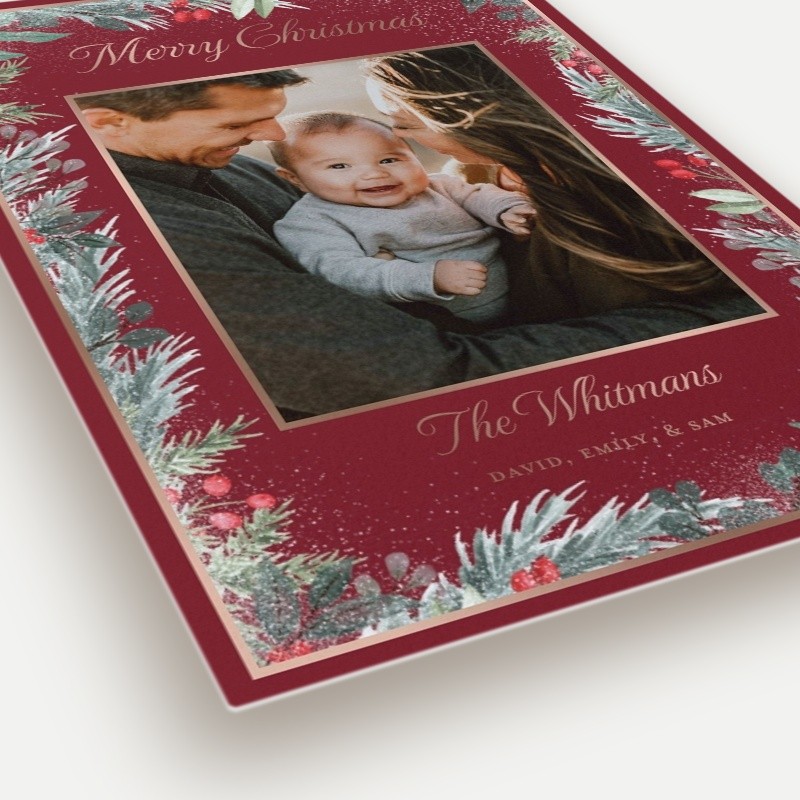 Berry Greenery Holiday Card Berry Greenery 5x7 Red Holiday Card