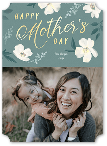 Floral Framing 5x7 Blue  Mother's Day Card