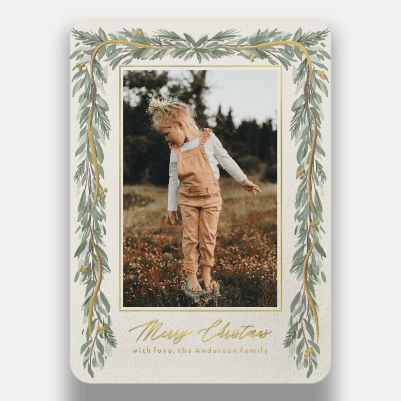 Pine Garland Frame Holiday Card