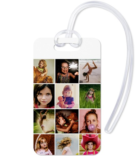 Collage Squares 2x4 White  Luggage Tag
