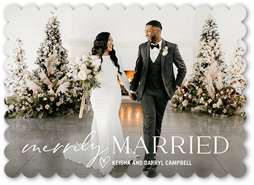 Merrily Wedded 5x7 Black  Holiday Card