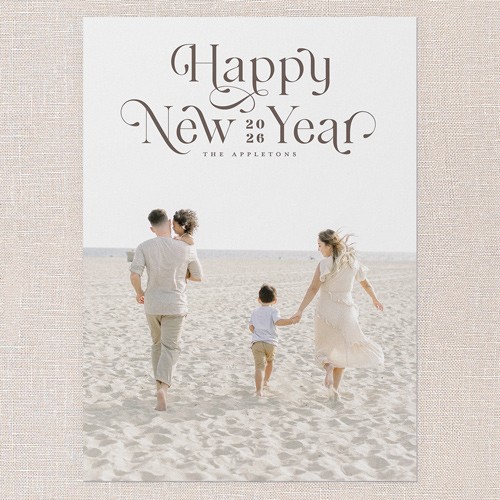 Elegant Overlay 5x7 Gray  New Year's Card