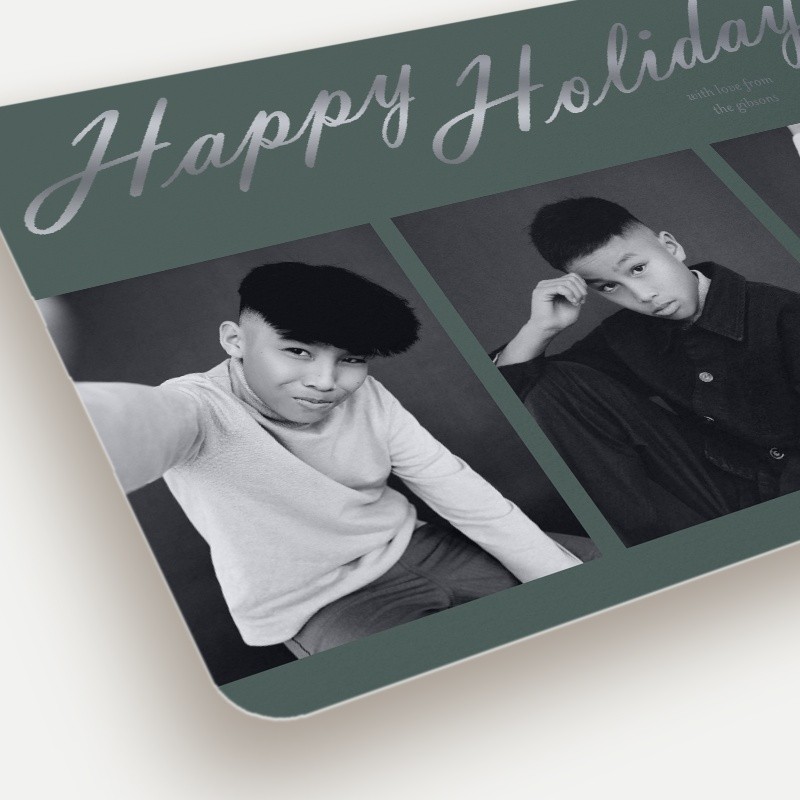 Bold Script Holiday Card Bold Script 6x8 Green Holiday Card