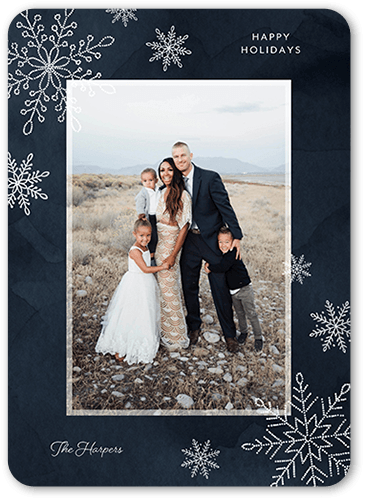 Midnight Snow 5x7 Black  Holiday Card