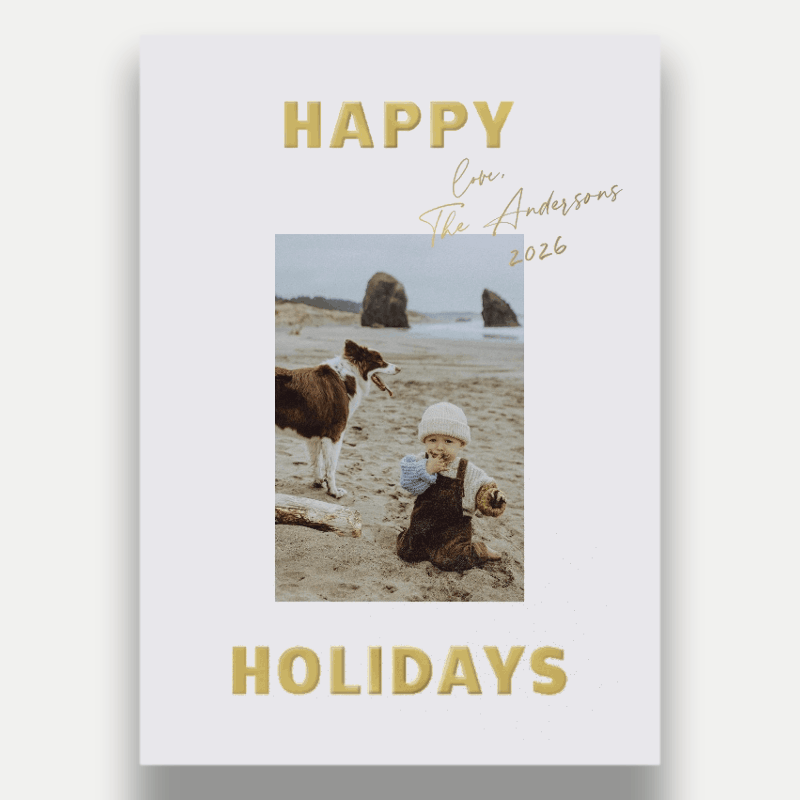 Modern Signature Holiday Card Modern Signature 5x7 Beige Holiday Card