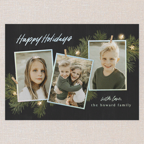 Festive Evergreen 5x7 Black  Holiday Card