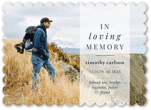 Serene Setting 5x7 White  Memorial Card