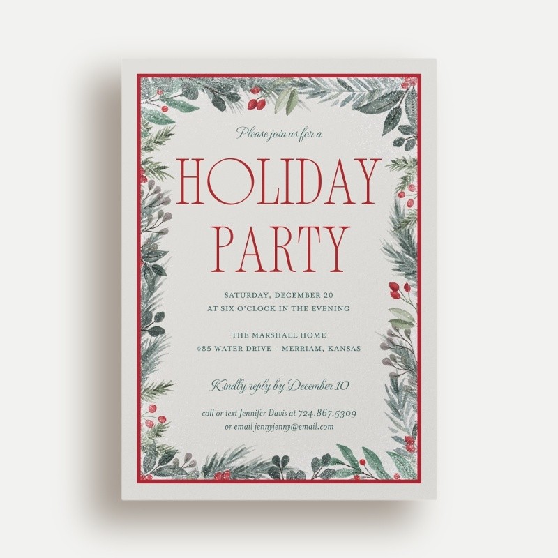 Botanical Border Holiday Invitation