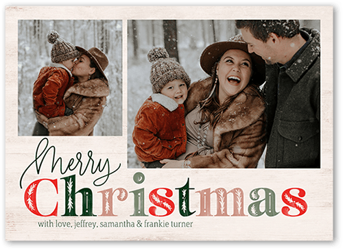 Holly Type 5x7 Beige  Holiday Card