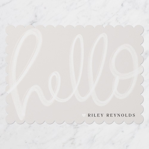 Swoopy Hello 5x7 Gray  Personal Stationery