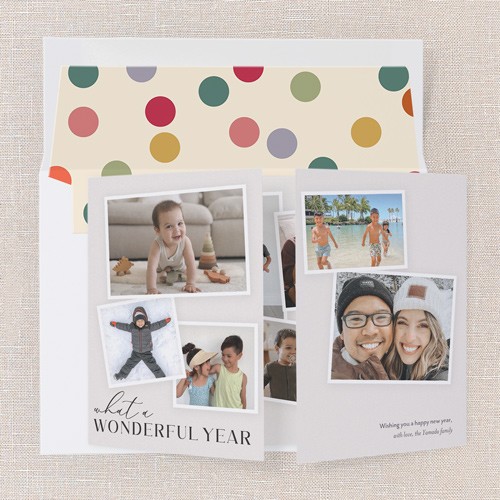 Modern Keepsake 5x7 Beige  New Year's Card