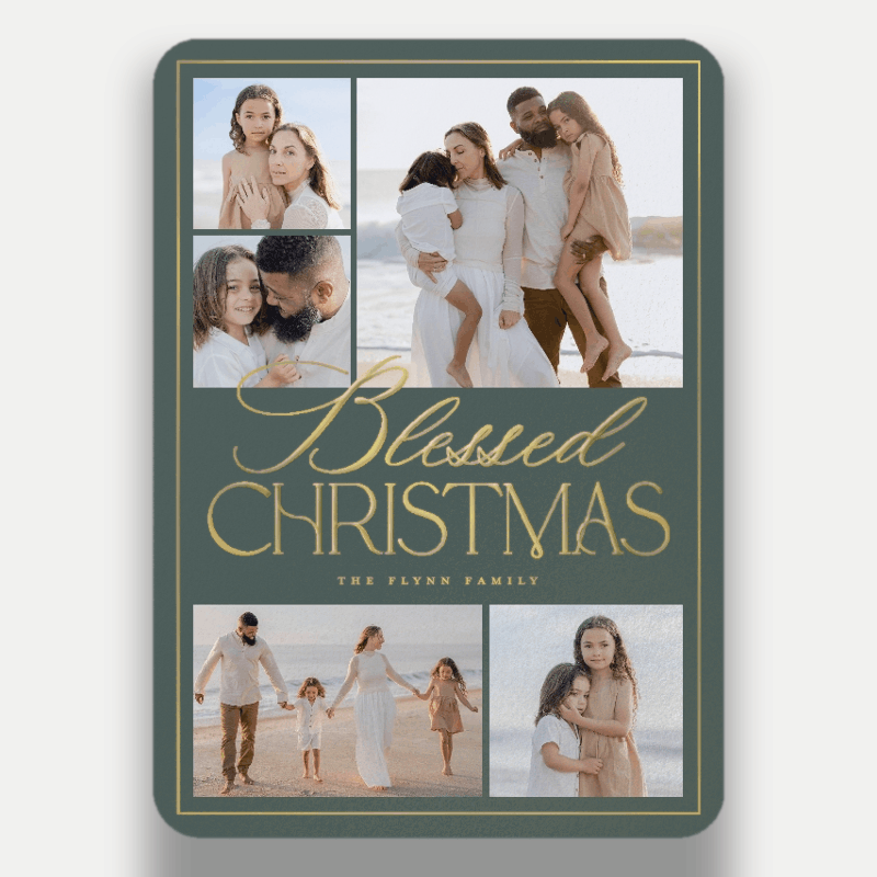 Refined Collage Holiday Card Refined Collage 5x7 Green Holiday Card