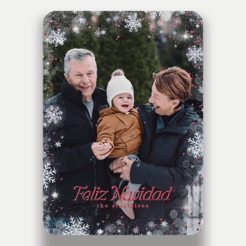 Falling Snowflakes Holiday Card Falling Snowflakes 5x7 White Holiday Card