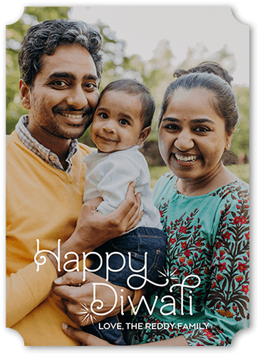Simple Swirls 5x7 White  Diwali Card