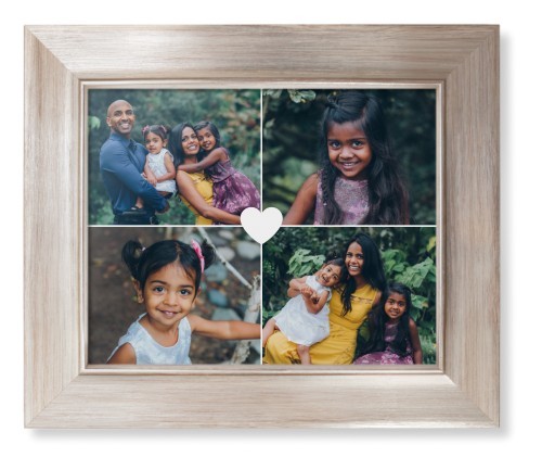 Framed Prints: Heart Grid Metallic Modern Frame 8x10 White 4 Photos Shutterfly
