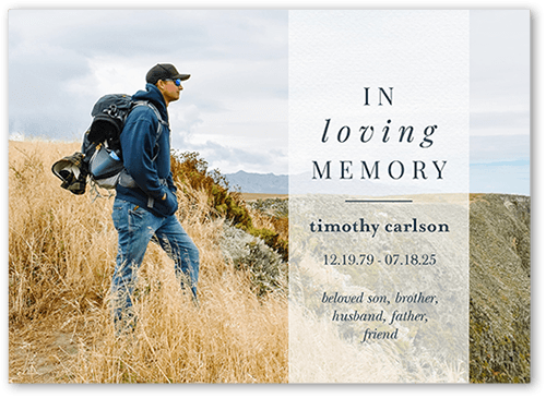 Serene Setting 5x7 White  Memorial Card