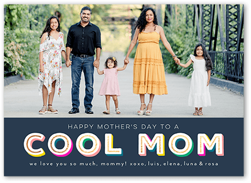 Cool Mom 5x7 Black  Mother's Day Card