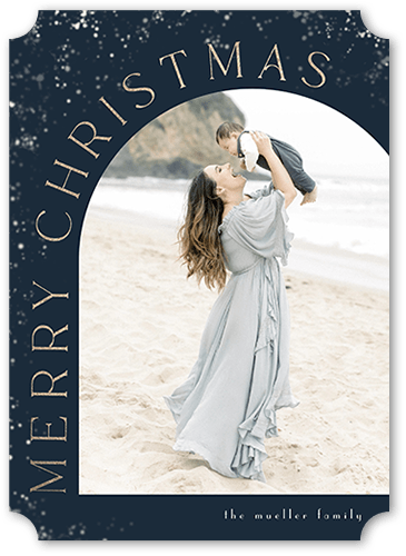 Vintage Snowfall 5x7 Black  Holiday Card