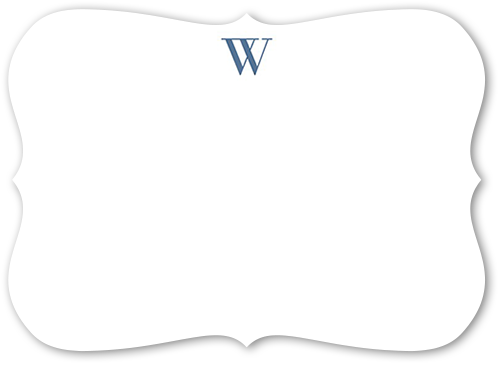 Personalized Note Cards: Timeless Initial 5x7 Flat Blue Signature Smooth Cardstock Bracket Shutterfly