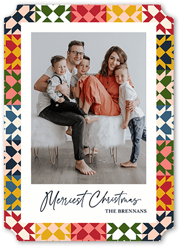 Yuletide Quilt 5x7 White  Holiday Card