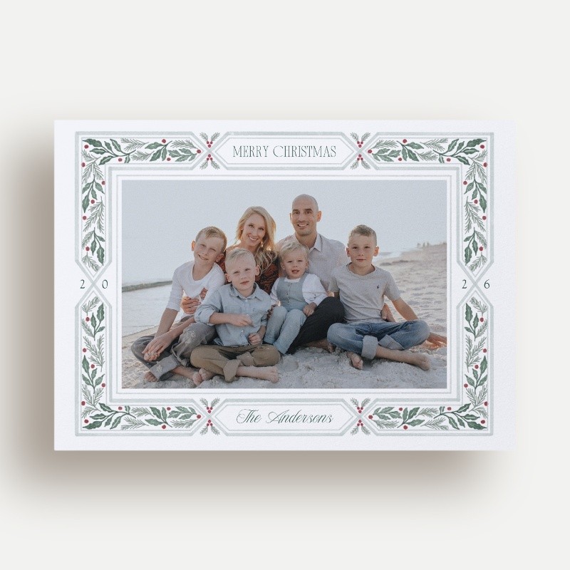 Holly Berry Frame Holiday Card