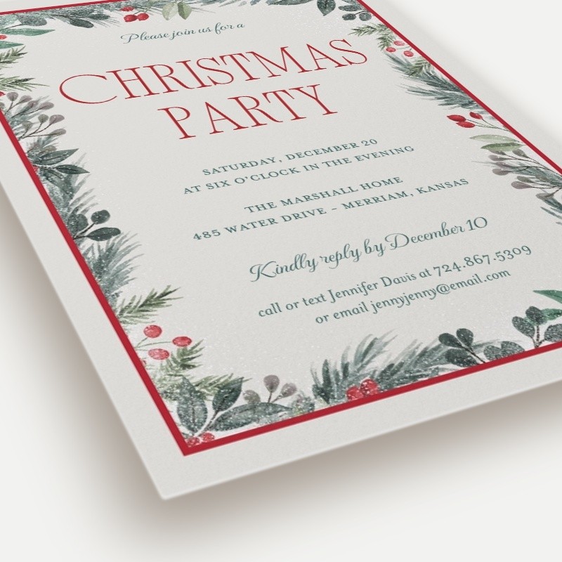 Botanical Border Holiday Invitation