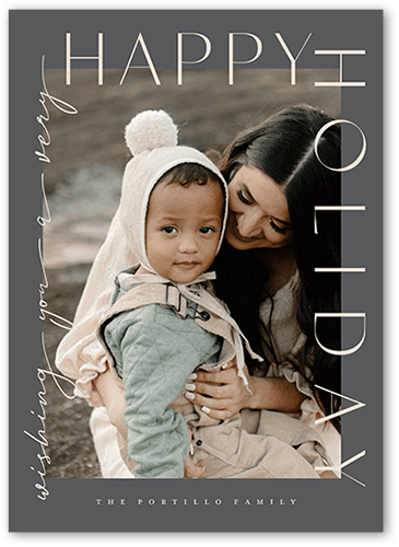Soft Type 5x7 Gray  Holiday Card