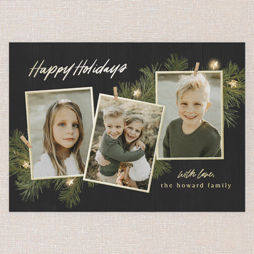 Festive Evergreen 5x7 Black  Holiday Card