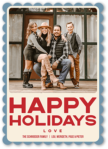 Vintage Joyous 5x7 White  Holiday Card