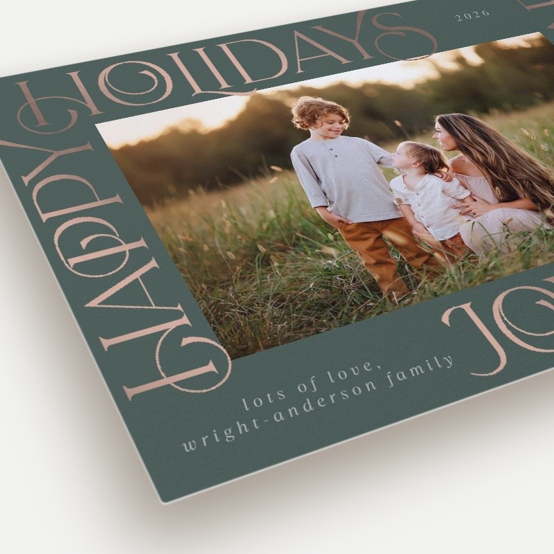 Word Frame Holiday Card Word Frame 5x7 Green Holiday Card