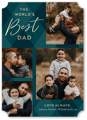 Best Dad Plaid 5x7 Blue  Father's Day Card
