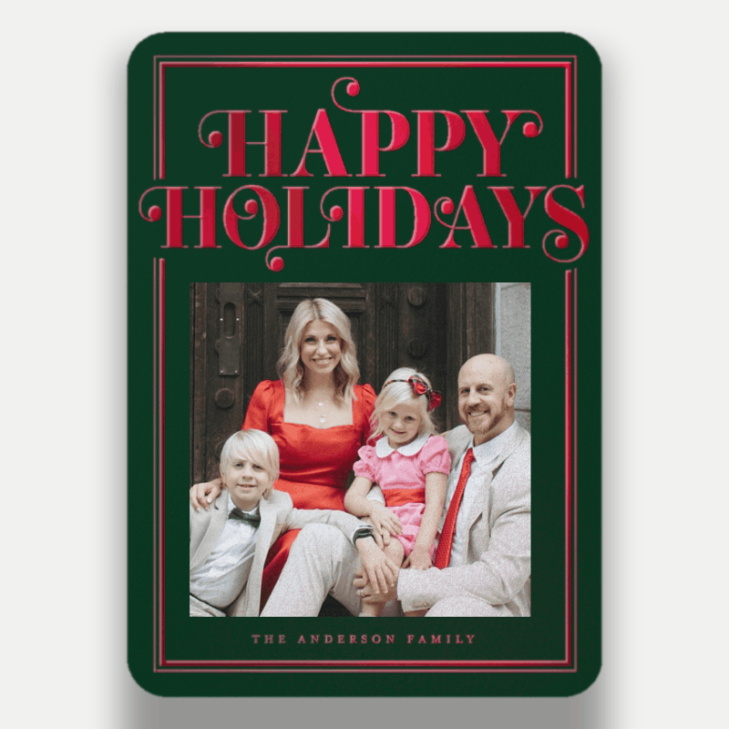 Curly Serif Border Holiday Card