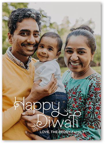 Simple Swirls 5x7 White  Diwali Card