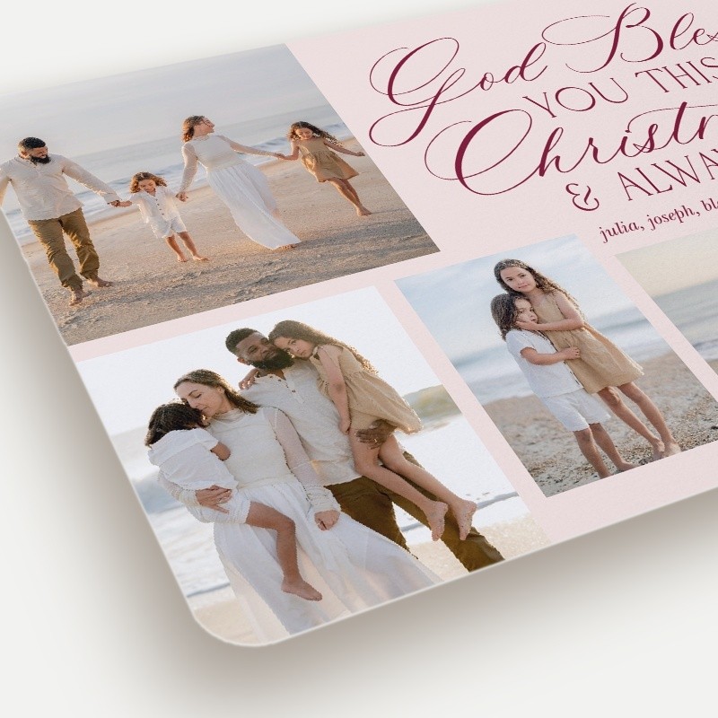 Blessed Script Religious Christmas Card